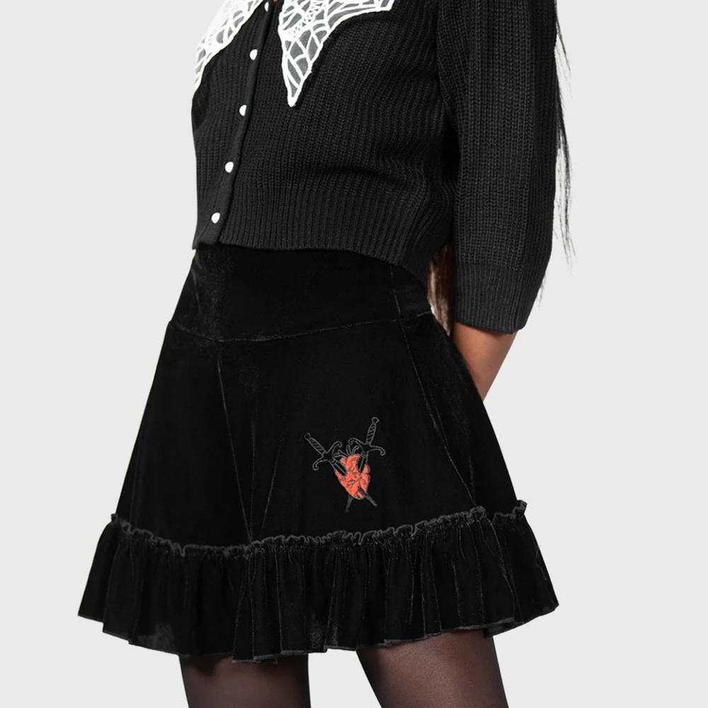 Beautiful Killstar Lamelle Velvet Skater Skirt XXL